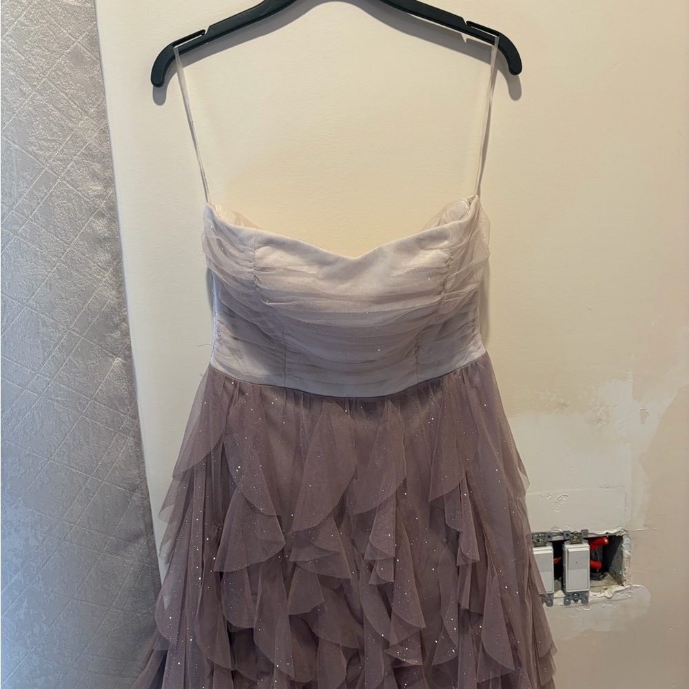 Teeze Me Strapless Lavender Ruffle Dress